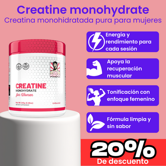 Creatine monohydrate Old School | Creatina monohidratada pura para mujeres+ GRATIS PRE ENTRENO