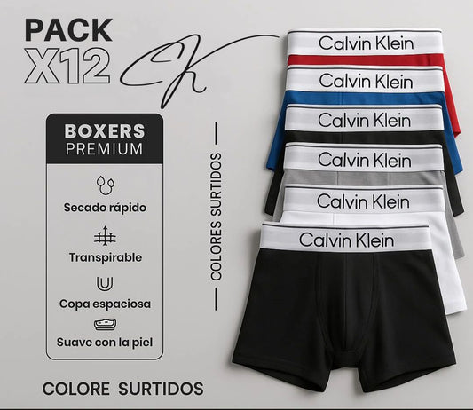 🧨 ¡COMBO EXPLOSIVO! 12 Boxer Calvin Klein + 12 Medias GRATIS por SOLO $99.900